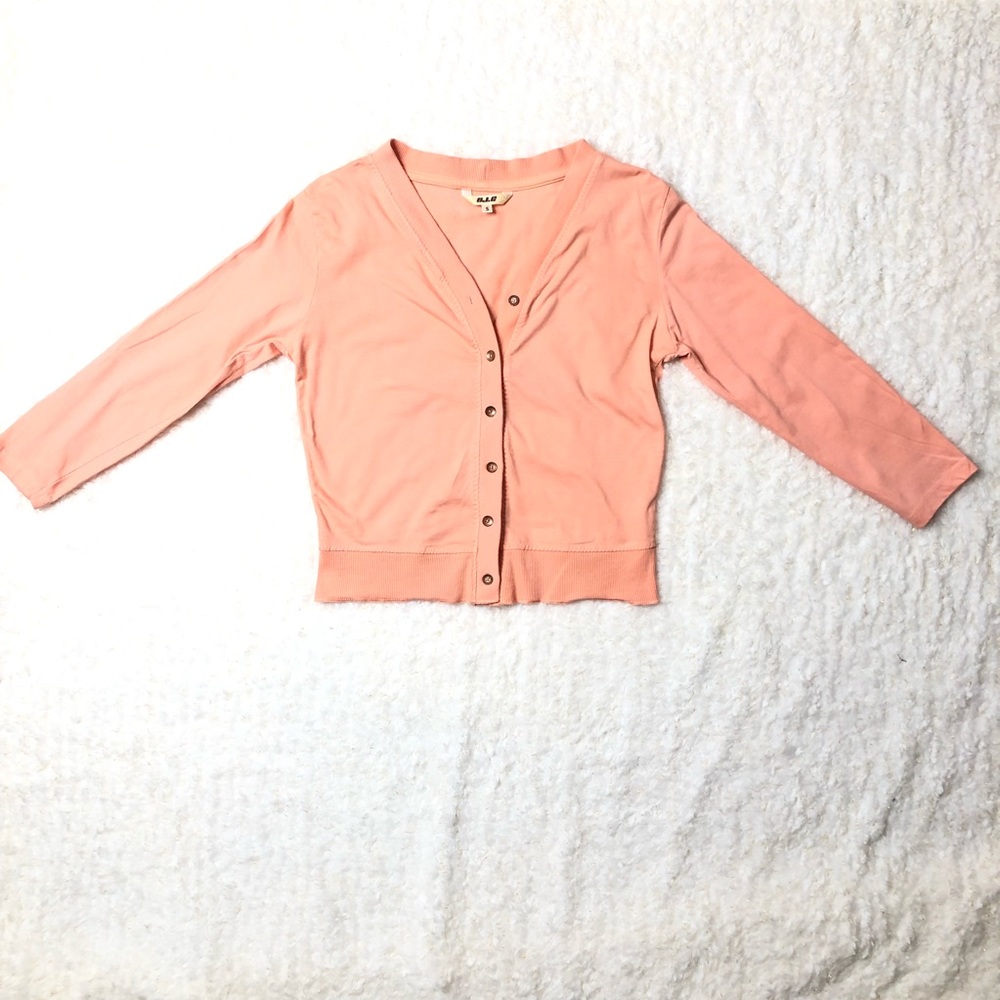 Crop peach front buttoned cotton jacket- Size S